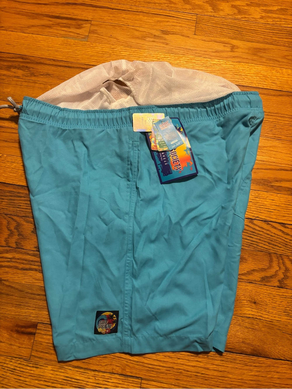 Society Teal Swim Trunks with Surf Society Patch